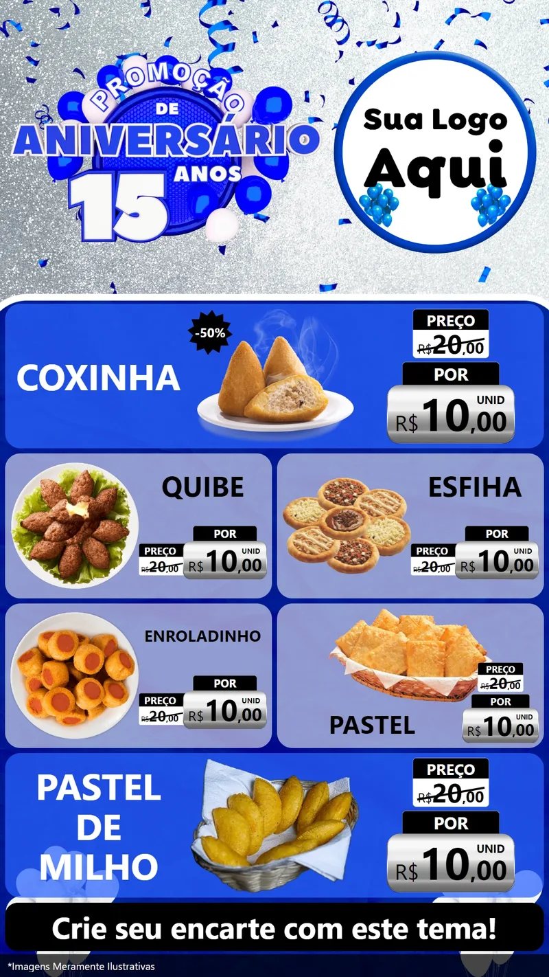 Modelo de TV para TV Vertical com o tema Promoção de Aniversário - 15 Anos para Salgadaria
