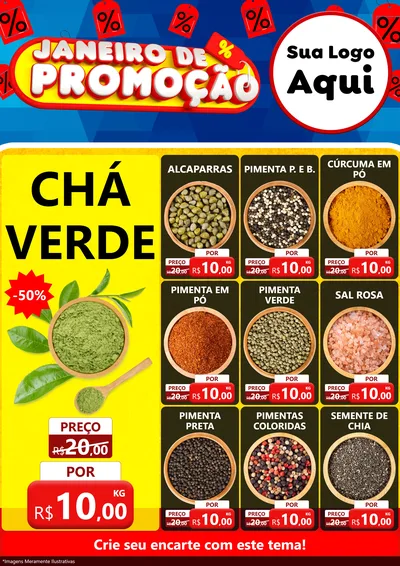 Modelo de Encarte para Encarte A4 Vertical com o tema Janeiro de Promoção para Produtos Naturais