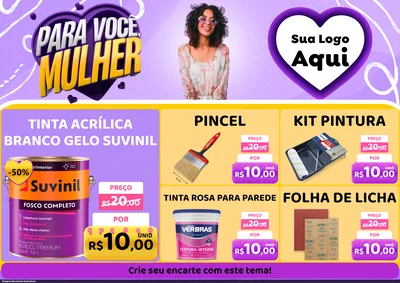 Modelo de Encarte para Encarte A4 Horizontal com o tema Para Você, Mulher para Tintas e Ferramentas