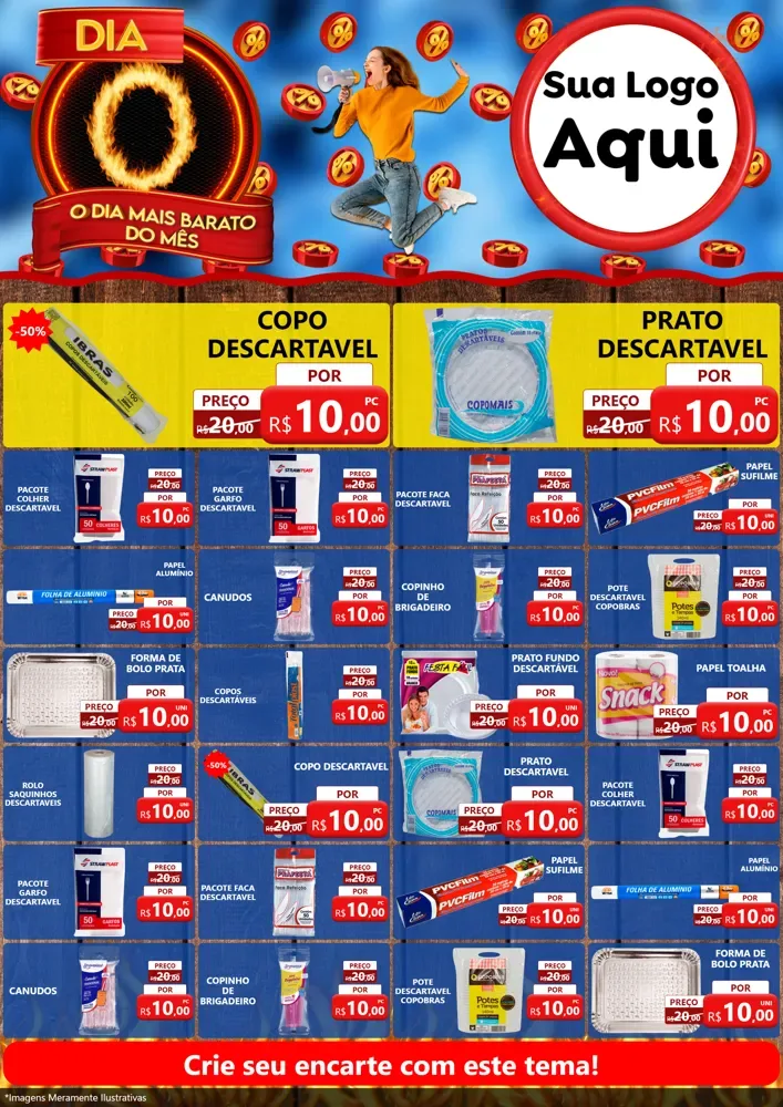 Modelo de Encarte para Encarte A4 Vertical com o tema Dia O - O Dia Mais Barato Do Mês para Embalagens
