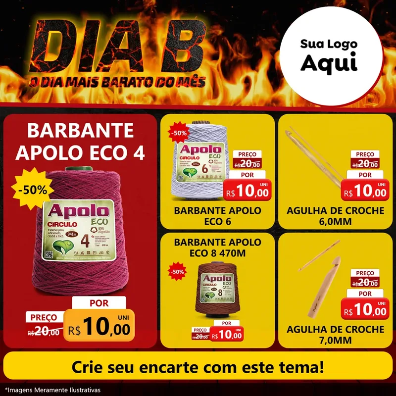 Modelo de Rede Social para Feed Facebook com o tema Dia B para Armarinho e Aviamentos