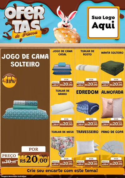 Modelo de Encarte para Encarte A4 Vertical com o tema Ofertas de Páscoa para Cama, Mesa e Banho