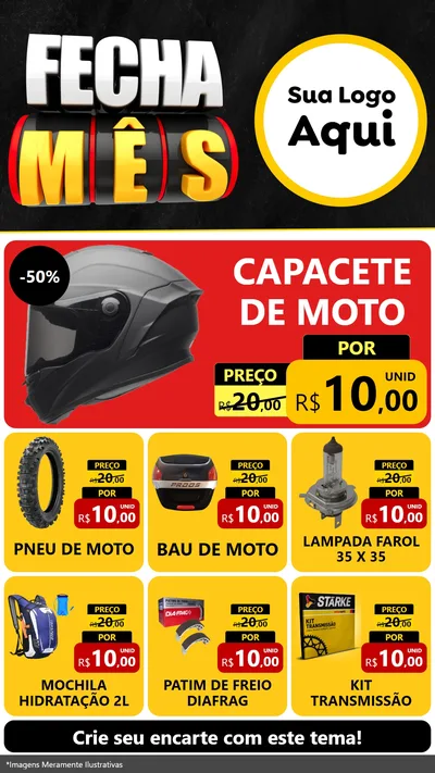 Modelo de Rede Social para Stories com o tema Fecha Mês para Moto peças