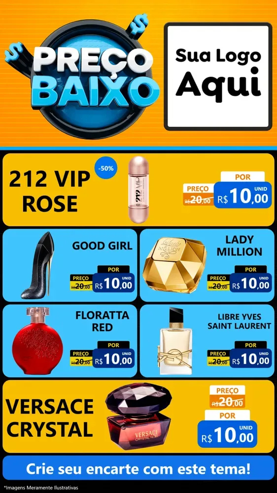 Modelo de TV para TV Vertical com o tema Preço Baixo para Perfumes