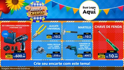 Modelo de TV para TV Horizontal com o tema Arraiá de Ofertas para Maquinas e Ferramentas