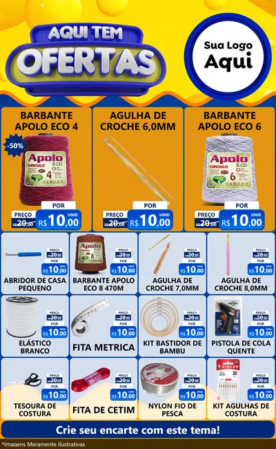 Modelo de Encarte para Encarte Grande com o tema Aqui Tem Ofertas para Armarinho e Aviamentos