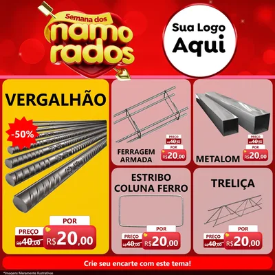Modelo de Rede Social para Feed Facebook com o tema Semana dos namorados para Ferragens