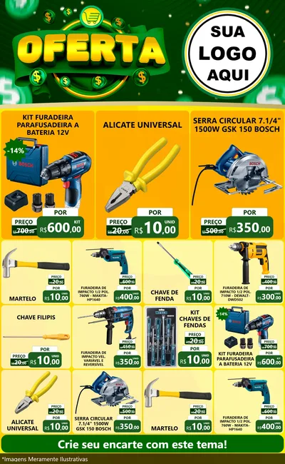 Modelo de Encarte para Encarte Grande com o tema Oferta para Maquinas e Ferramentas