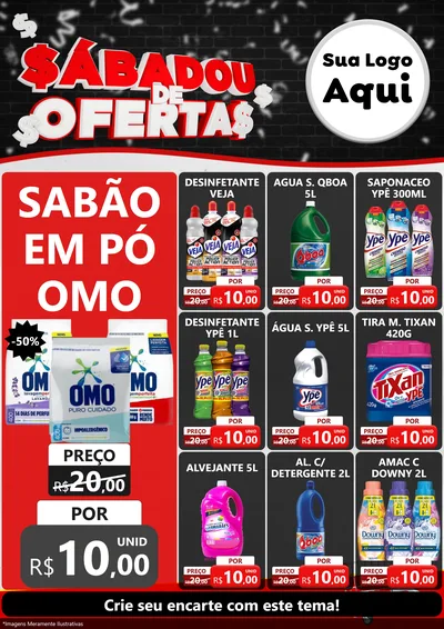 Modelo de Encarte para Encarte A4 Vertical com o tema Sabadou de Ofertas para Produtos de Limpeza