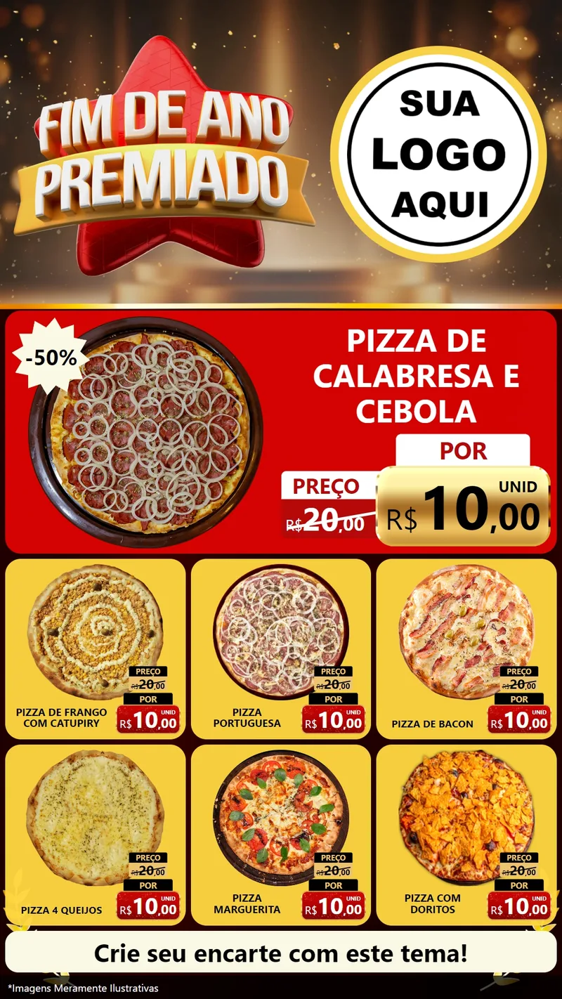 Modelo de Rede Social para Stories com o tema Fim de Ano Premiado para Pizzaria