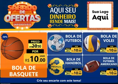 Modelo de Encarte para Encarte A4 Horizontal com o tema Sábado de Ofertas Imperdíveis para Artigos Esportivos