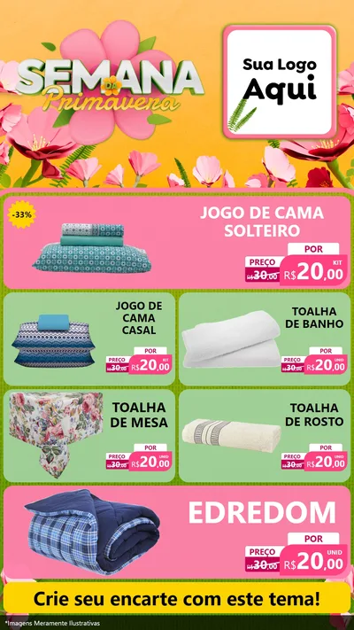 Modelo de TV para TV Vertical com o tema Semana da Primavera para Cama, Mesa e Banho