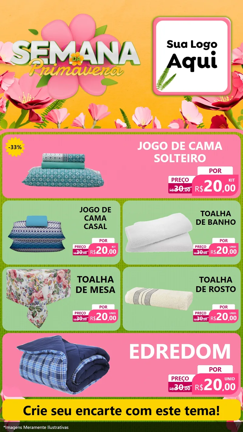Modelo de TV para TV Vertical com o tema Semana da Primavera para Cama, Mesa e Banho
