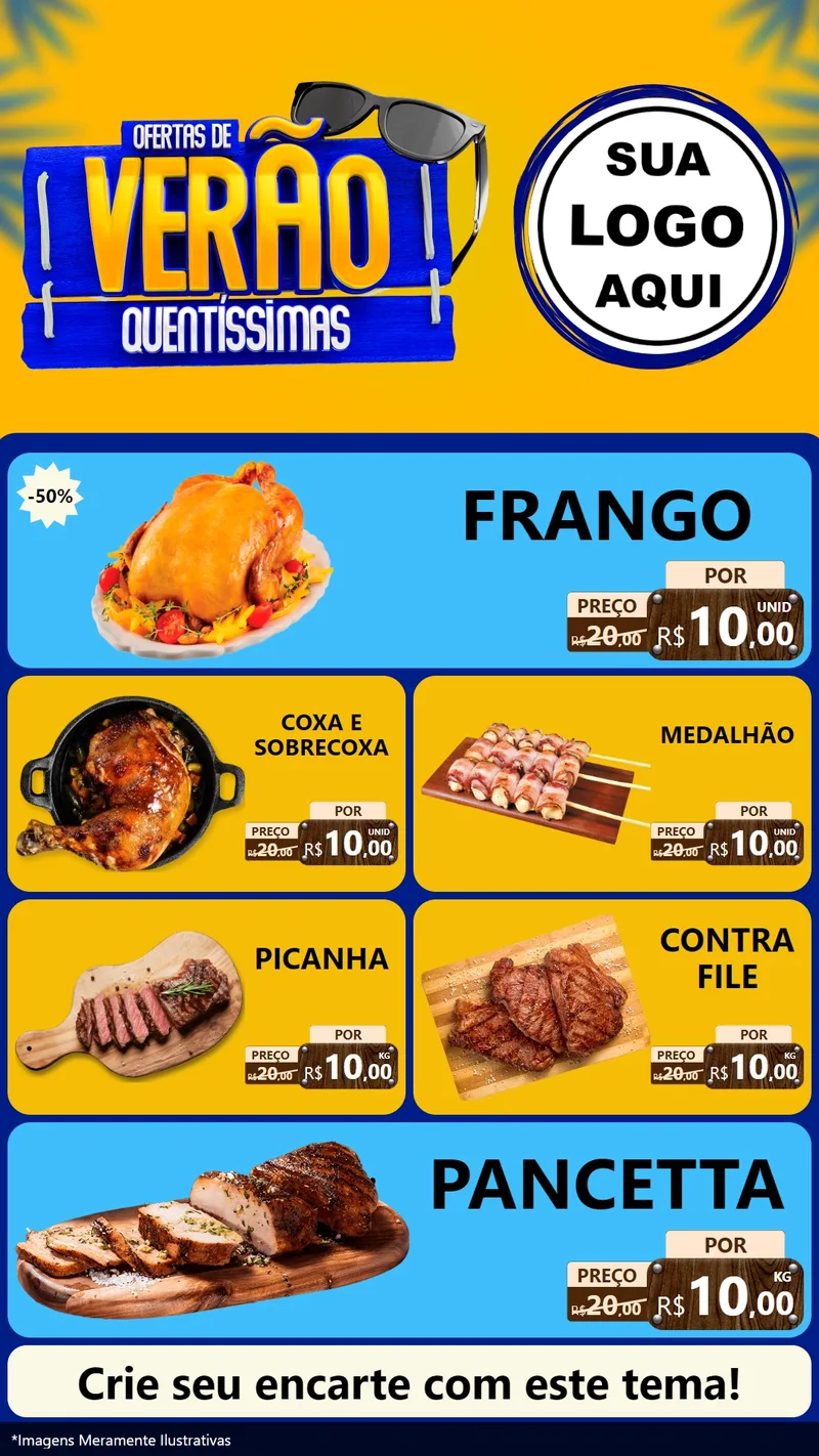 Modelo de TV para TV Vertical com o tema Ofertas de Verão Quentíssimas para Assados