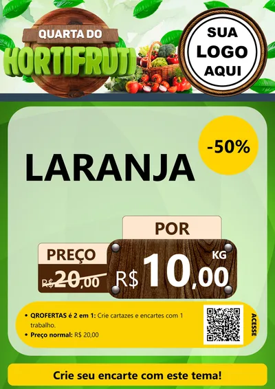 Modelo de Cartaz para Cartaz A4 Vertical com o tema Quarta do Hortifruti para Hortifrúti