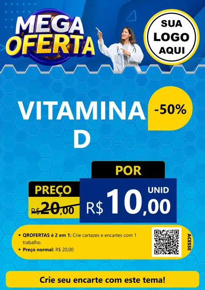 Modelo de Cartaz para Cartaz A4 Vertical com o tema Mega Oferta para Farmácia