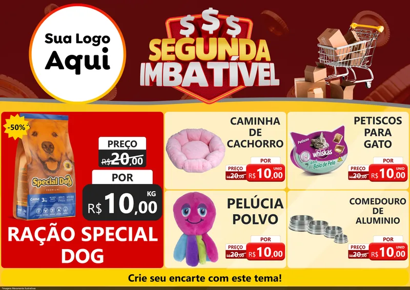 Modelo de Encarte para Encarte A4 Horizontal com o tema Segunda Imbatível para Pet Shop