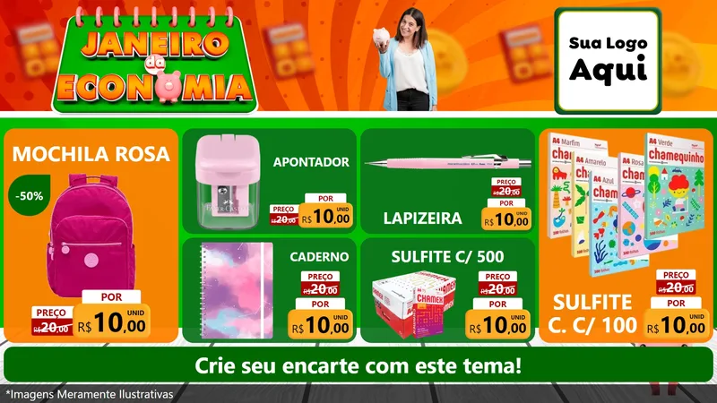 Modelo de TV para TV Horizontal com o tema Janeiro da Economia para Papelaria