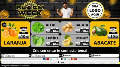 Modelo de TV para TV Horizontal com o tema Black Week para Hortifrúti