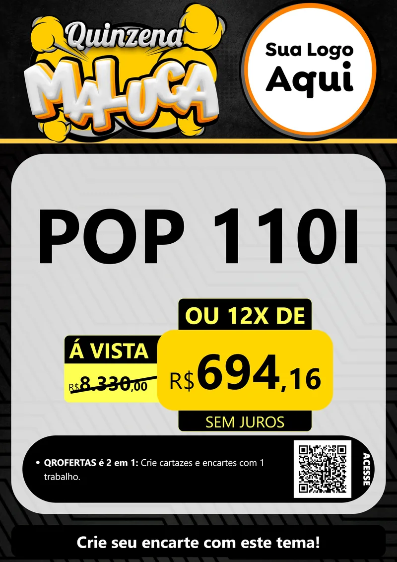 Modelo de Cartaz para Cartaz A4 Vertical com o tema Quinzena Maluca para Concessionaria de Motos