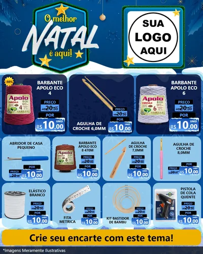 Modelo de Rede Social para Feed Instagram com o tema O Melhor Natal É Aqui! para Armarinho e Aviamentos