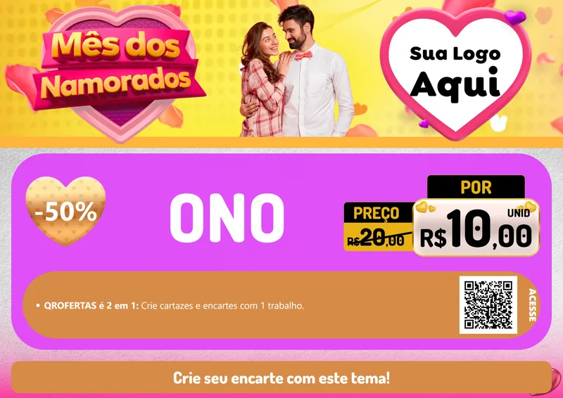 Modelo de Cartaz para Cartaz A4 Horizontal com o tema Mês dos Namorados para Óticas