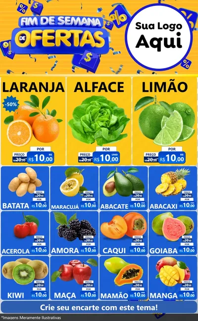 Modelo de Encarte para Encarte Grande com o tema Fim de Semana de Ofertas para Hortifrúti