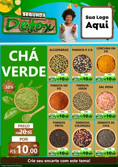 Modelo de Encarte para Encarte A4 Vertical com o tema Segunda Detox para Produtos Naturais
