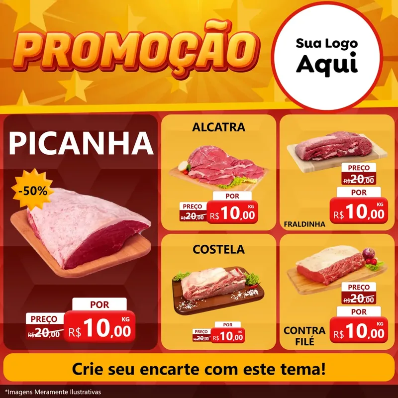 Modelo de Rede Social para Feed Facebook com o tema Promoção para Açougue