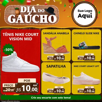 Modelo de Rede Social para Feed Facebook com o tema Dia do Gaúcho para Calçados