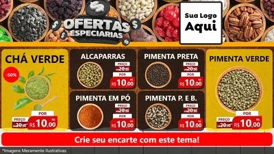 Modelo de TV para TV Horizontal com o tema Ofertas Especiarias para Produtos Naturais