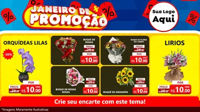 Modelo de TV para TV Horizontal com o tema Janeiro de Promoção para Floricultura e jardim