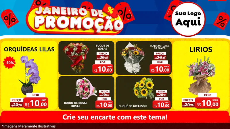 Modelo de TV para TV Horizontal com o tema Janeiro de Promoção para Floricultura e jardim