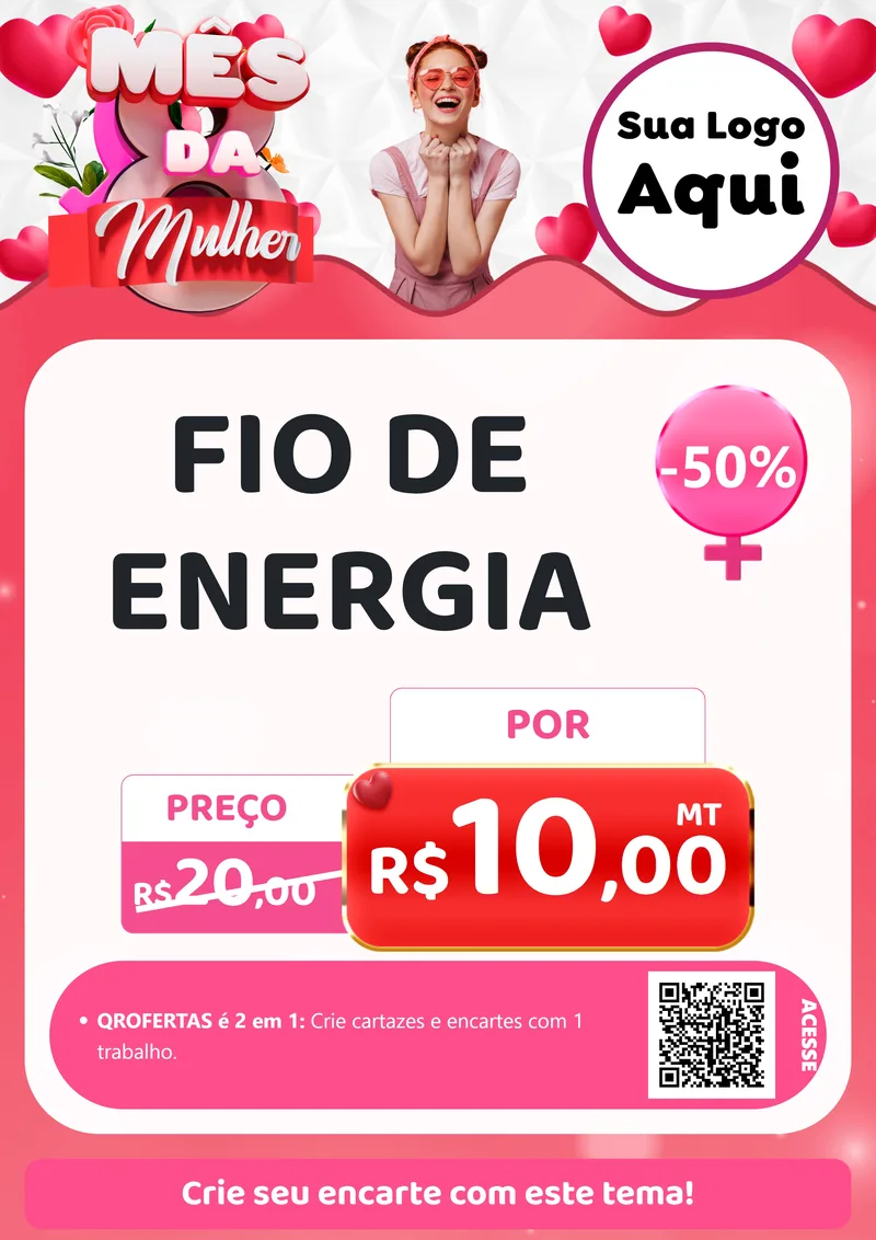Modelo de Cartaz para Cartaz A4 Vertical com o tema Mês da Mulher para Materiais Elétricos
