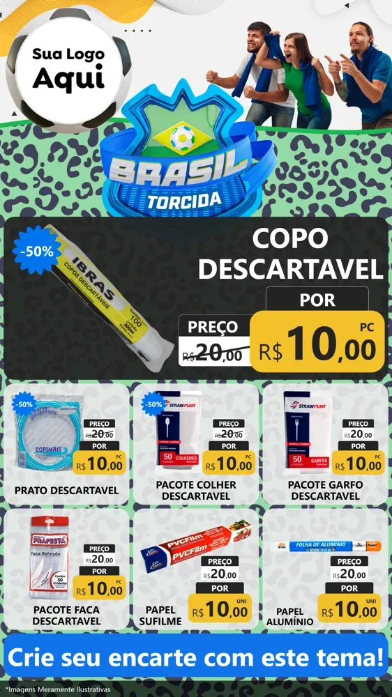 Modelo de Rede Social para Stories com o tema Brasil Torcida - Copa para Embalagens