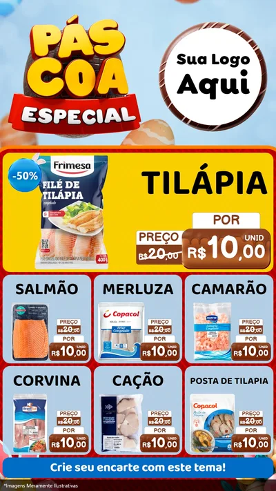 Modelo de Rede Social para Stories com o tema Páscoa Especial para Peixaria