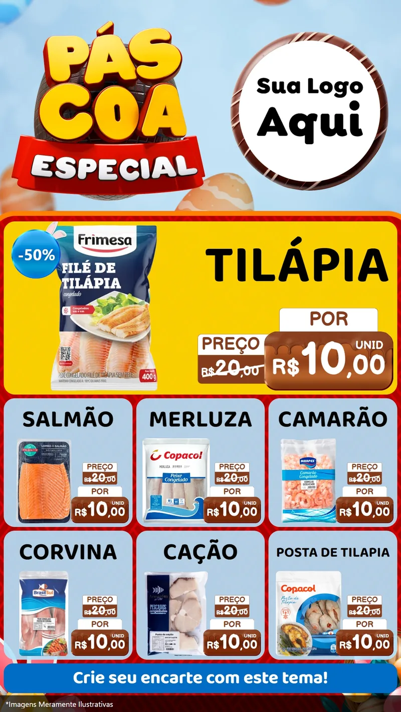 Modelo de Rede Social para Stories com o tema Páscoa Especial para Peixaria