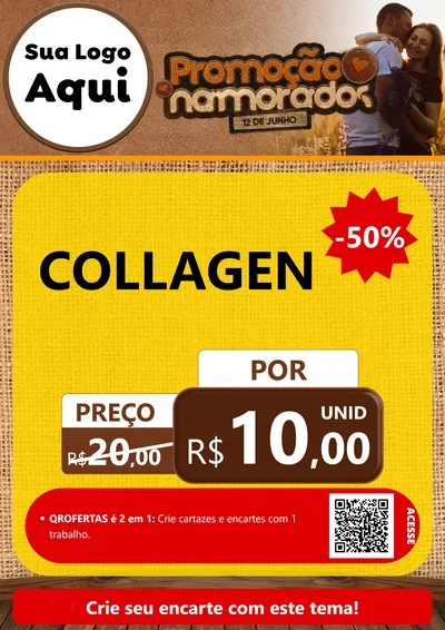 Modelo de Cartaz para Cartaz A4 Vertical com o tema Promoção Namorados para Suplementos alimentares