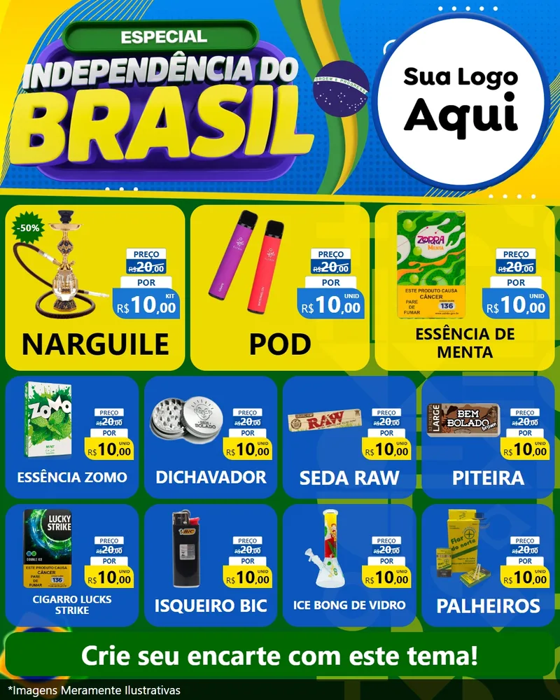 Modelo de Rede Social para Feed Instagram com o tema Especial Independência do Brasil para Tabacaria