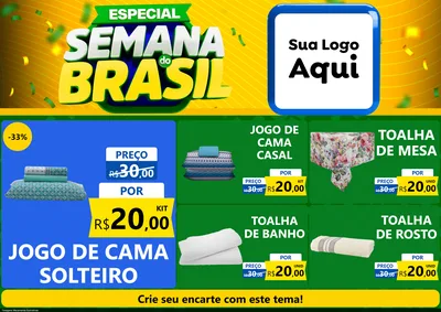 Modelo de Encarte para Encarte A4 Horizontal com o tema Especial Semana do Brasil para Cama, Mesa e Banho