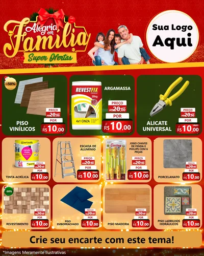 Modelo de Rede Social para Feed Instagram com o tema Alegria em Família Super Ofertas - Natal para Material para Construção