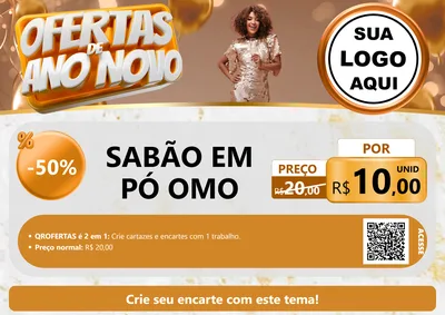 Modelo de Cartaz para Cartaz A4 Horizontal com o tema Ofertas de Ano Novo para Produtos de Limpeza