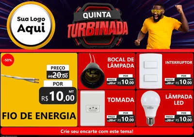 Modelo de Encarte para Encarte A4 Horizontal com o tema Quinta Turbinada para Materiais Elétricos