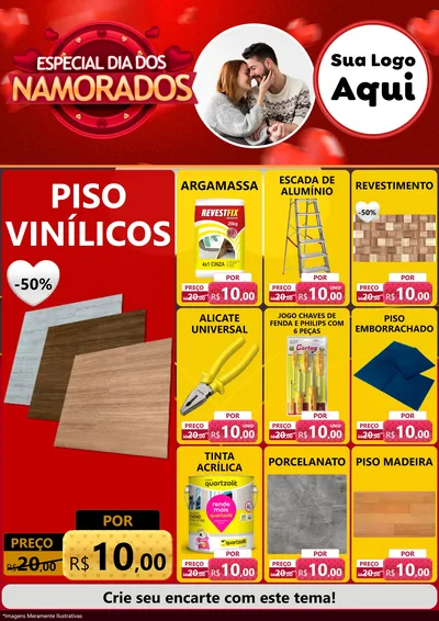 Modelo de Encarte para Encarte A4 Vertical com o tema Especial Dia Dos Namorados para Material para Construção