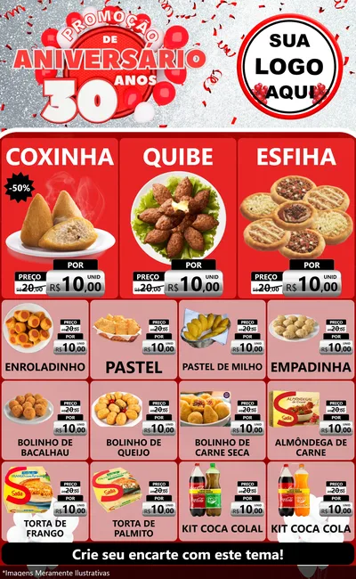 Modelo de Encarte para Encarte Grande com o tema Promoção de Aniversário - 30 Anos para Salgadaria