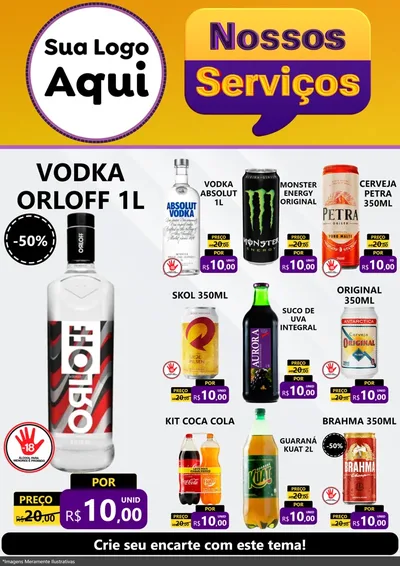 Modelo de Encarte para Encarte A4 Vertical com o tema Nossos Serviços para Distribuidora de bebidas