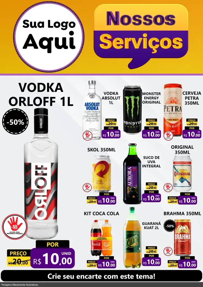 Modelo de Encarte para Encarte A4 Vertical com o tema Nossos Serviços para Distribuidora de bebidas