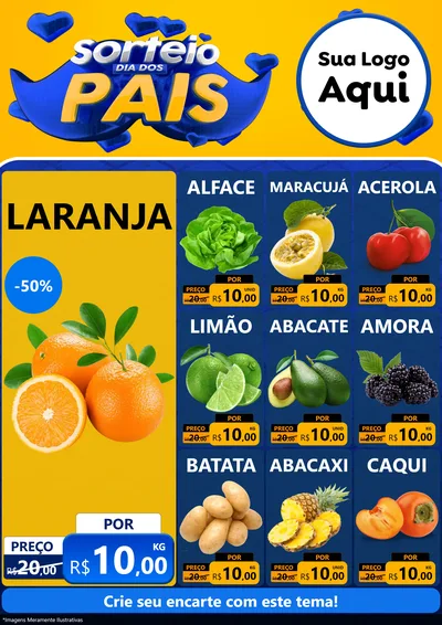 Modelo de Encarte para Encarte A4 Vertical com o tema Sorteio Dia dos Pais para Hortifrúti