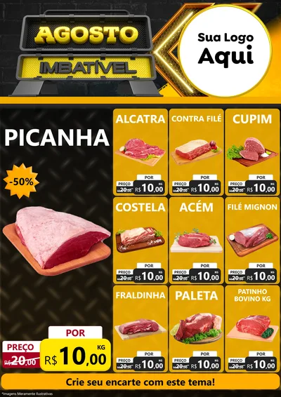 Modelo de Encarte para Encarte A4 Vertical com o tema Agosto Imbatível para Açougue