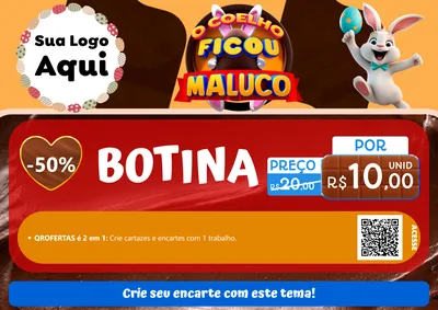 Modelo de Cartaz para Cartaz A4 Horizontal com o tema O Coelho Ficou Maluco - Páscoa para Agropecuária